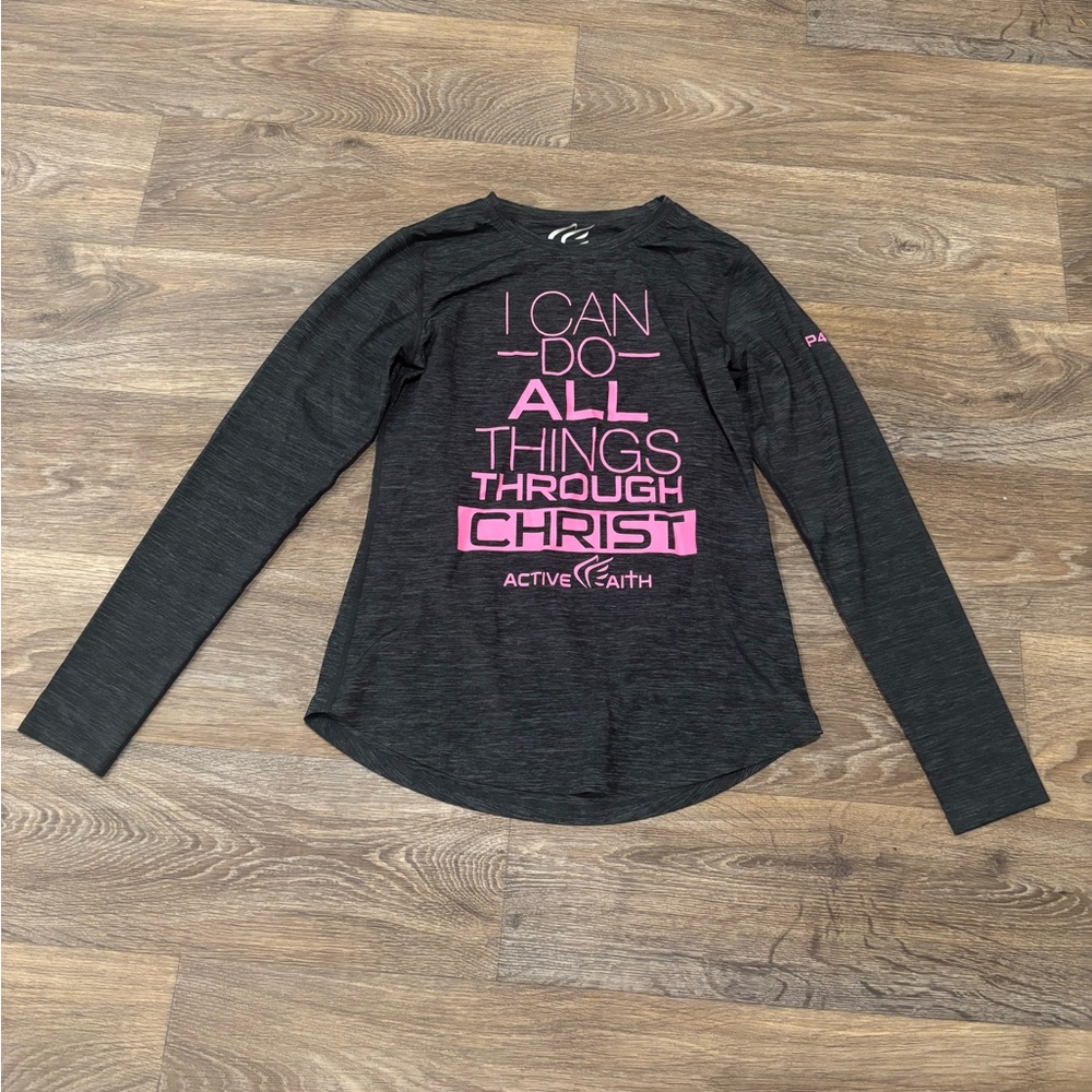 I CAN DO ALL THINGS THROUGH CHRIST - WOMENS ACTIVE FAITH SIZE S/LONG SLEEVE